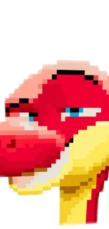 Pixelated dinosaur art with red and yellow hues.