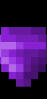 Pixelated purple heart design on black background.