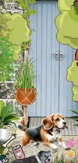 Plant Dog Flowerpot Live Wallpaper