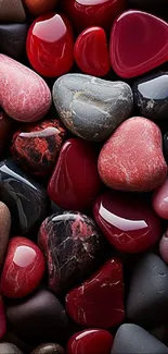 Polished red and gray stones wallpaper.