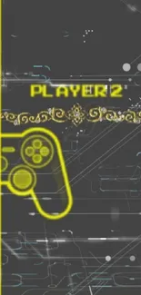 Dual player mode wallpaper with gamepad designs in black and white, accented with yellow.