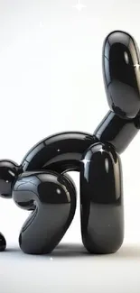 Modern black balloon dog sculpture on white background.