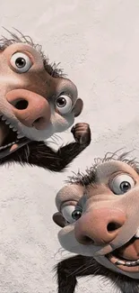 Playful cartoon animal duo in animated style