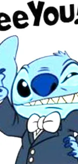 Playful blue cartoon character in a suit winking with 'See You' text.