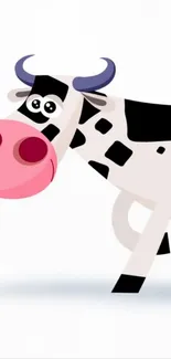 Playful cartoon cow on a white background.