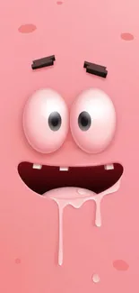 Playful cartoon face with pink background, perfect for a cheerful mobile wallpaper.