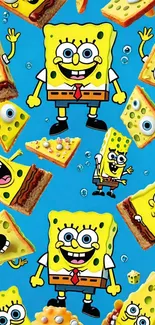 SpongeBob SquarePants cartoon wallpaper with bright colors.