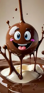 Cute cartoon chocolate splash artwork.