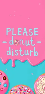 Colorful phone wallpaper with donuts and 'Please donut disturb' text.