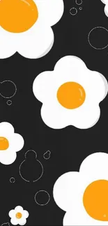 Cartoon-style fried eggs with dark background mobile wallpaper.