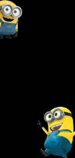 Playful Minion characters on black background wallpaper.