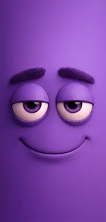 Purple cartoon character face with playful expression.