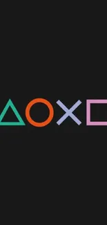 Colorful PlayStation symbols on a black background wallpaper.