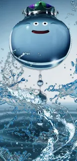 Animated water droplet with vibrant splash effect.