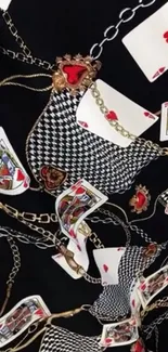 Playing cards with chains on a dark background.