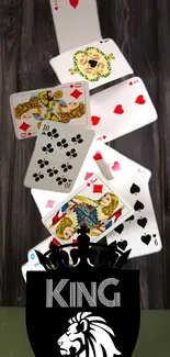 King of Cards wallpaper with cascading deck.