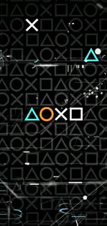 PlayStation buttons wallpaper with iconic symbols on a dark background.