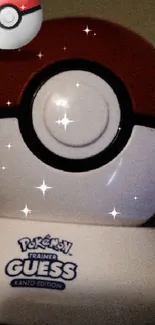 3D Pokéball on shelf mobile wallpaper background.