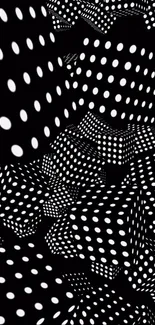 Abstract black and white polka dot cube pattern wallpaper.