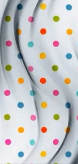 Vibrant polka dot wallpaper with flowing design.