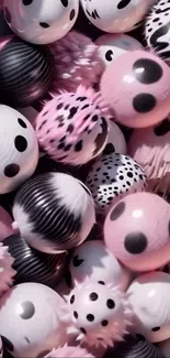 Vibrant 3D polka-dot spheres in pink hues