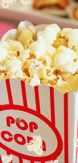 Colorful popcorn boxes in a cinema setting.