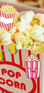 Playful popcorn mobile wallpaper with fun designs.