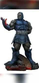 Action figure with muscular build and heroic pose in dark blue attire.