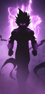 Silhouette with glowing purple energy wallpaper.