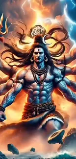 Dynamic, vibrant warrior god artwork in vivid colors.