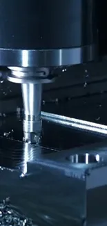 Close-up of CNC machine in action, showcasing precision engineering.