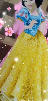 Colorful princess in vibrant gown with sparkling details.