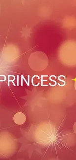 Pink wallpaper with stars and 'PRINCESS' text in white.