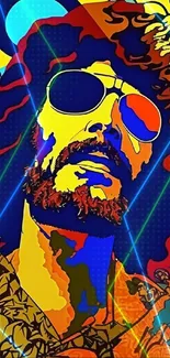 Vibrant psychedelic abstract art with bold colors and an expressive design.