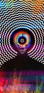 Psychedelic artwork with a rainbow spiral and hypnotic patterns.