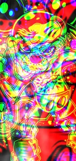 Psychedelic cartoon character in a vibrant, neon color explosion wallpaper.