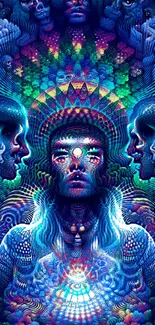 Psychedelic dreamscape art with vibrant colors and intricate patterns.