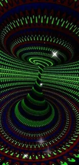 Psychedelic green tunnel and abstract design wallpaper.