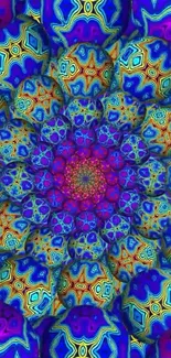 Psychedelic kaleidoscope art with vibrant colors and intricate patterns.