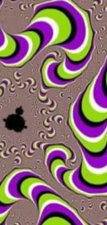 Psychedelic mobile wallpaper with optical illusion spirals.