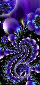 Psychedelic purple fractal design wallpaper with vibrant colors and intricate patterns.