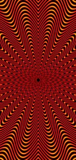 Psychedelic red and yellow wave pattern wallpaper.