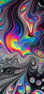 Vibrant psychedelic swirl art wallpaper in colorful hues.