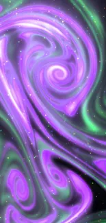 Psychedelic purple and green swirl wallpaper