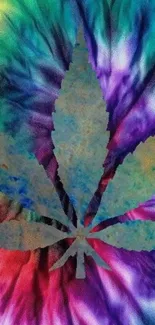 Vibrant tie-dye wallpaper with a leaf design.