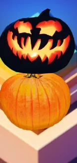 Pumpkin Facial Expression Orange Live Wallpaper