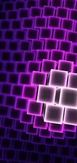 3D purple cubes with glowing edges in an abstract geometric design.