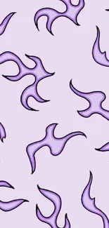 Purple abstract flame pattern on wallpaper