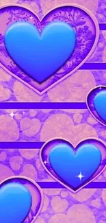 Purple and blue hearts abstract mobile wallpaper.