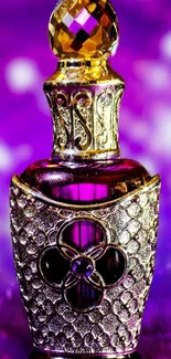 Purple and gold ornate perfume bottle wallpaper.